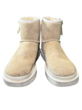 NWT UGG Classic Mini Side Zip Suede Platform Boots - Tan Size 9